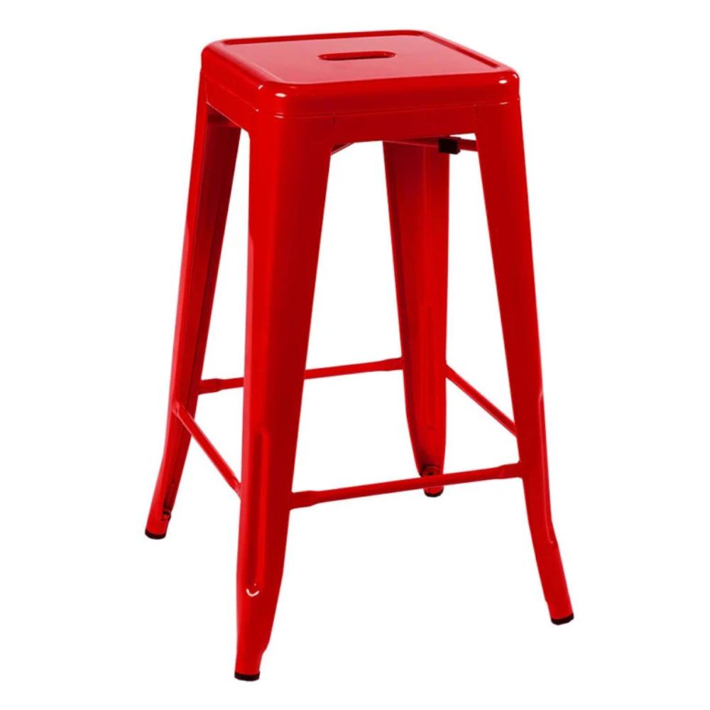Metal Bar Stool Red