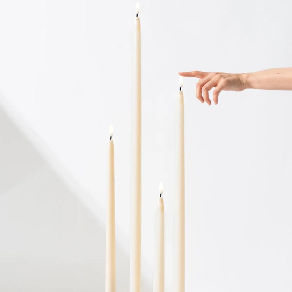 Ivory LED Flameless Taper Candles - 60cm