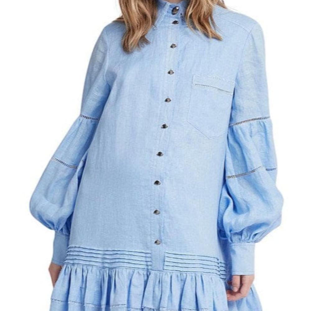 AJE Lotus Shirt Dress Blue Size 8