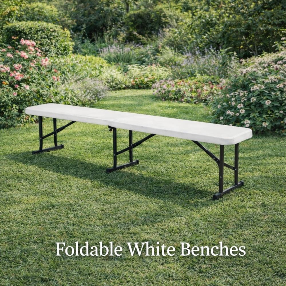 Bench White Foldable 1.55m long