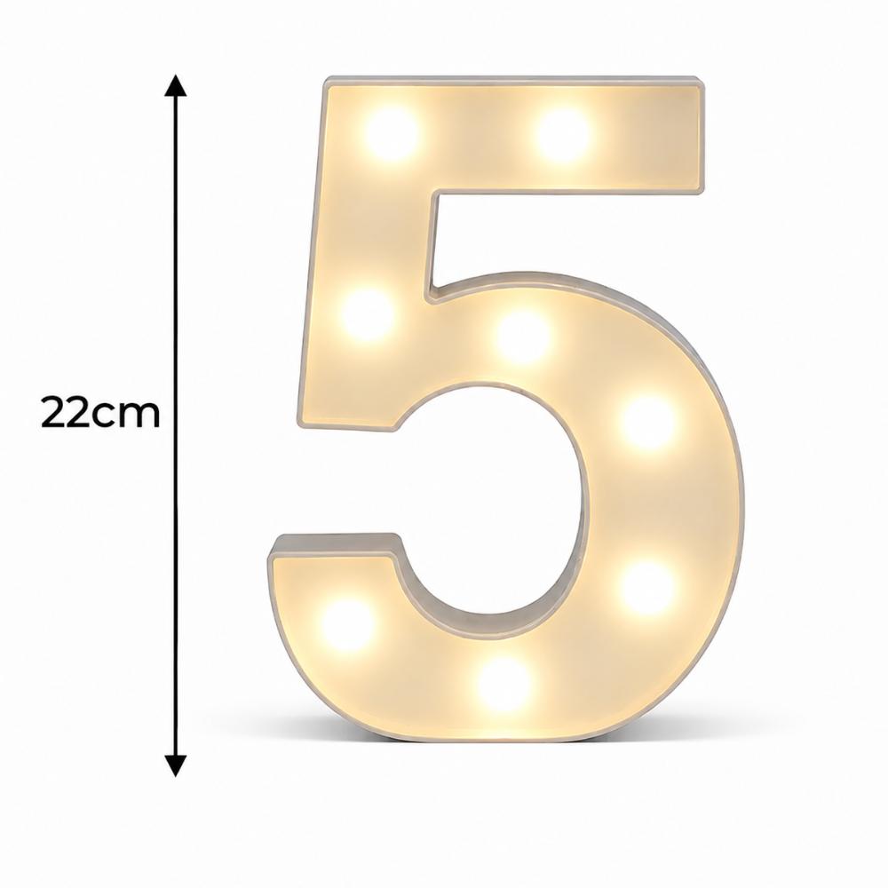 LED - 1.2 m high  White Light up Number 5 (with remote control)