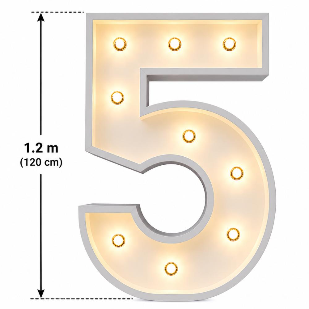 LED - 1.2 m high  White Light up Number 5 (with remote control)
