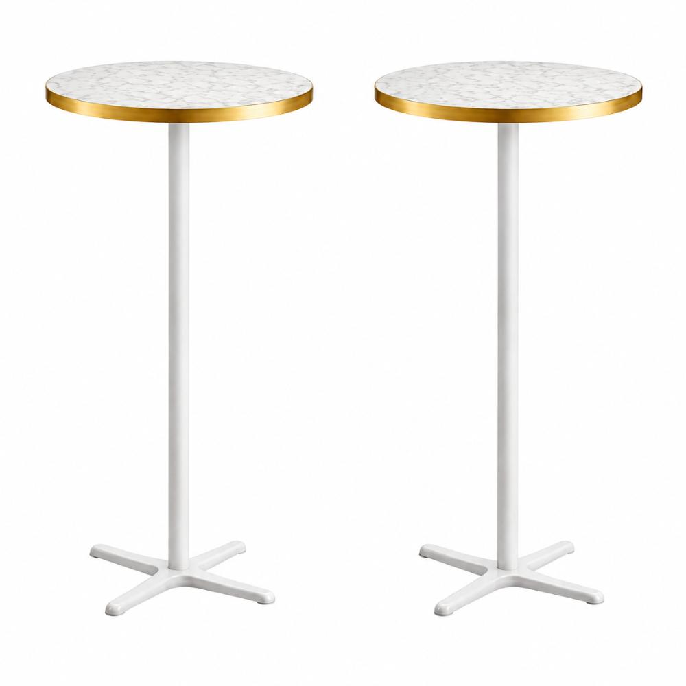 Table - Dry Bar Cocktail Table White Marble top and Gold Edge, black base - Premium