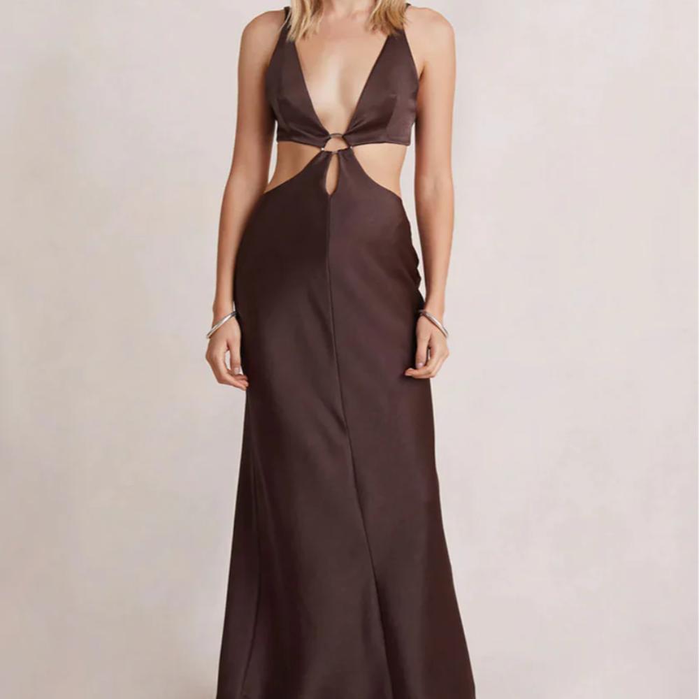 Bec & Bridge Felix V Maxi Dress - Chocolate Size 8