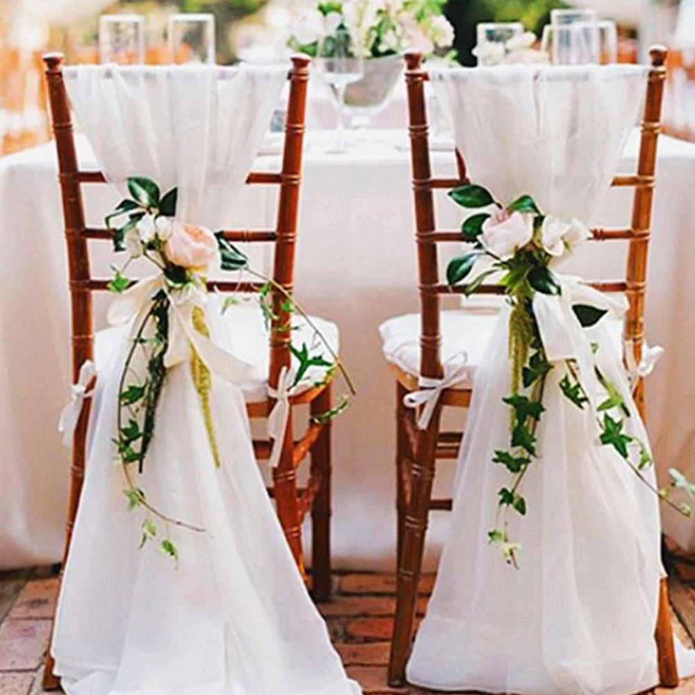 White Chair Draping with Florals