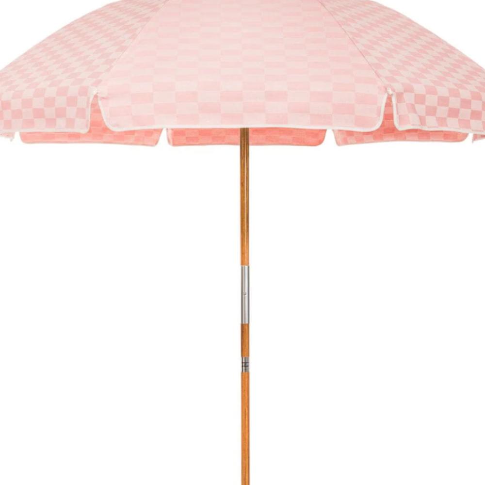 Large 2m umbrella pink checkered