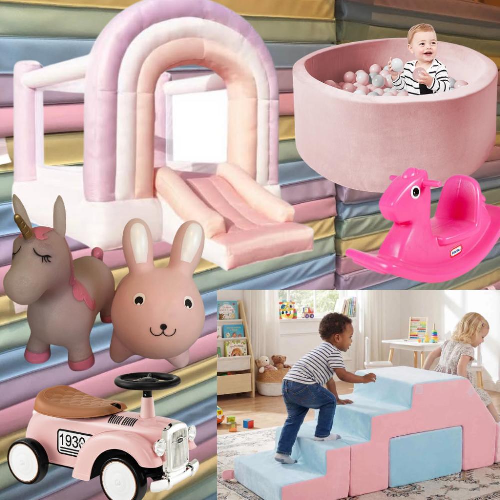 Deluxe Pastel Softplay Party Hire Package #1- Full weekend hire - with Jumping Castle