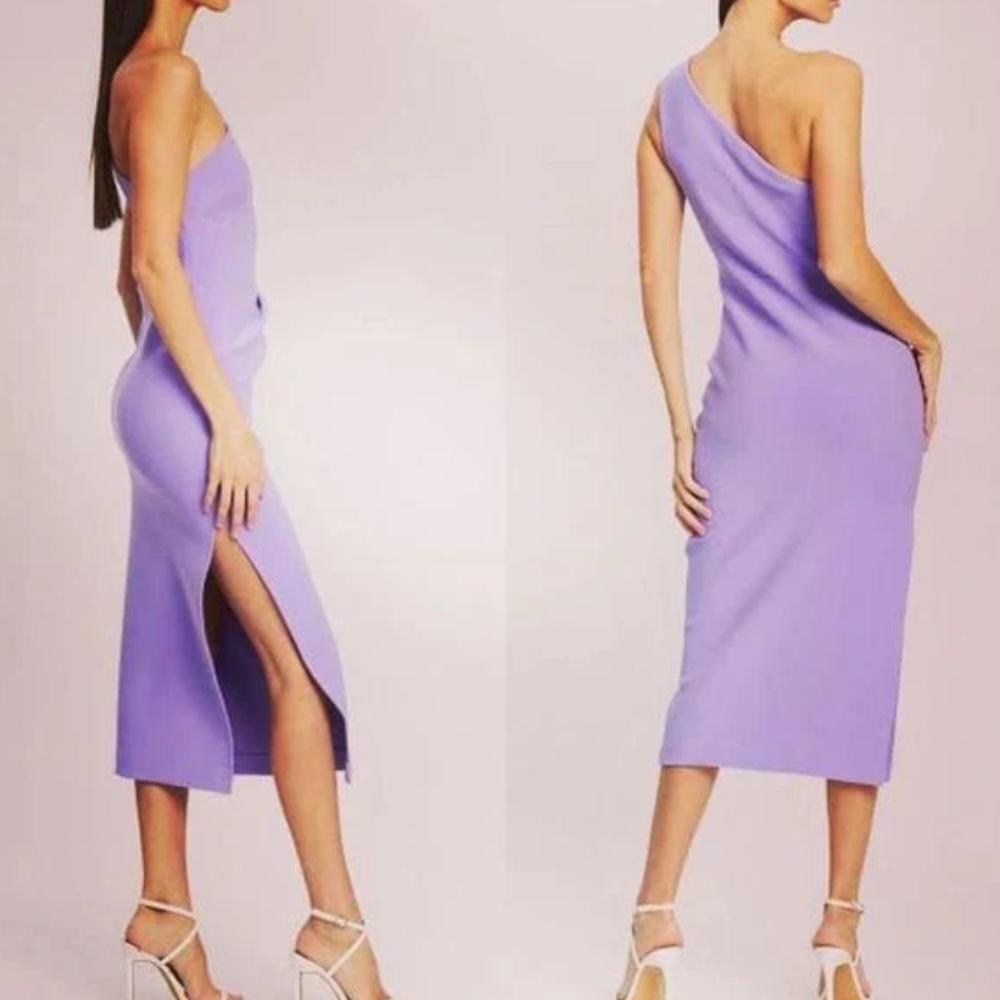 Bec & Bridge Gemma Asym Midi Purple Dress Size 8