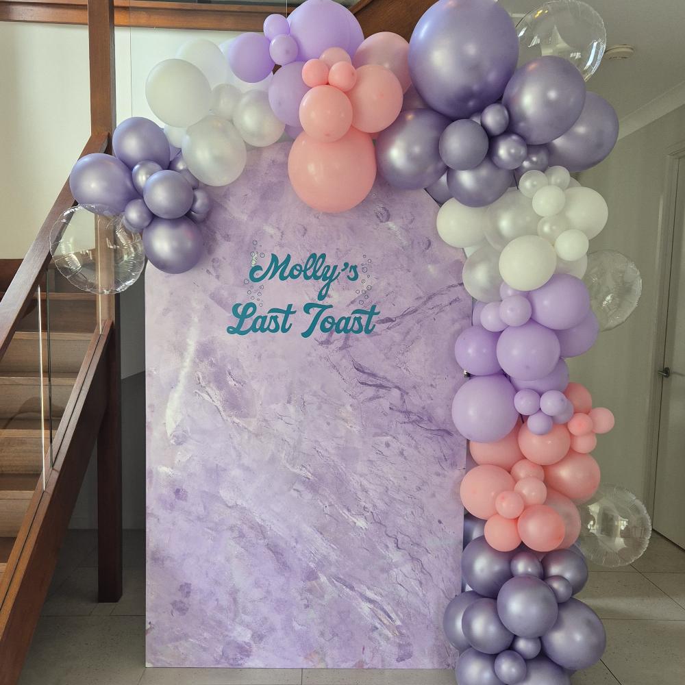 Arch Backdrop with Balloon Garland and Decal Marble effect