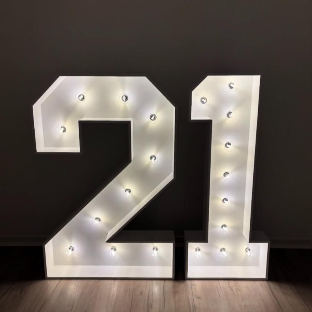 LED - High Quality Wood Number 21 White with remote for different settings.