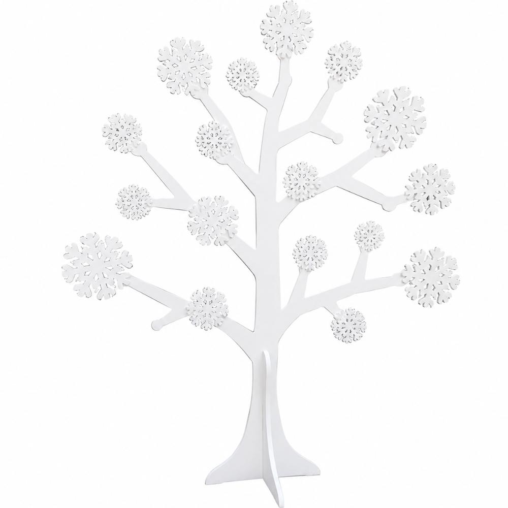 Styling - Wooden White Tree Prop with Snowflakes