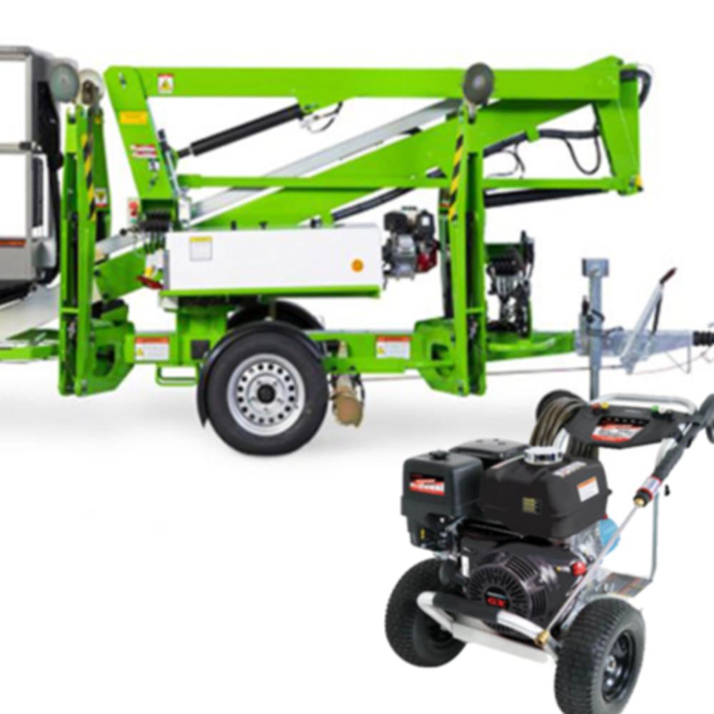 15m Trailer Mounter Cherry Picker & Petrol Pressure Washer