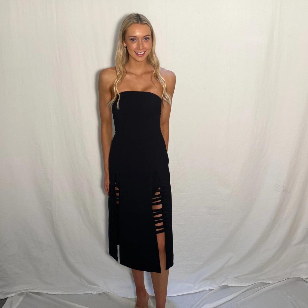 Christopher Esber Strapless Midi Dress Black Size 6