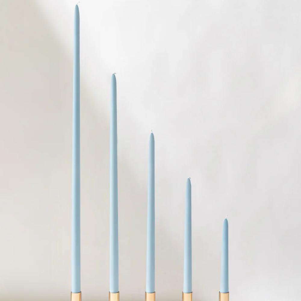Sky Blue Taper Candles - 25cm - PAIR