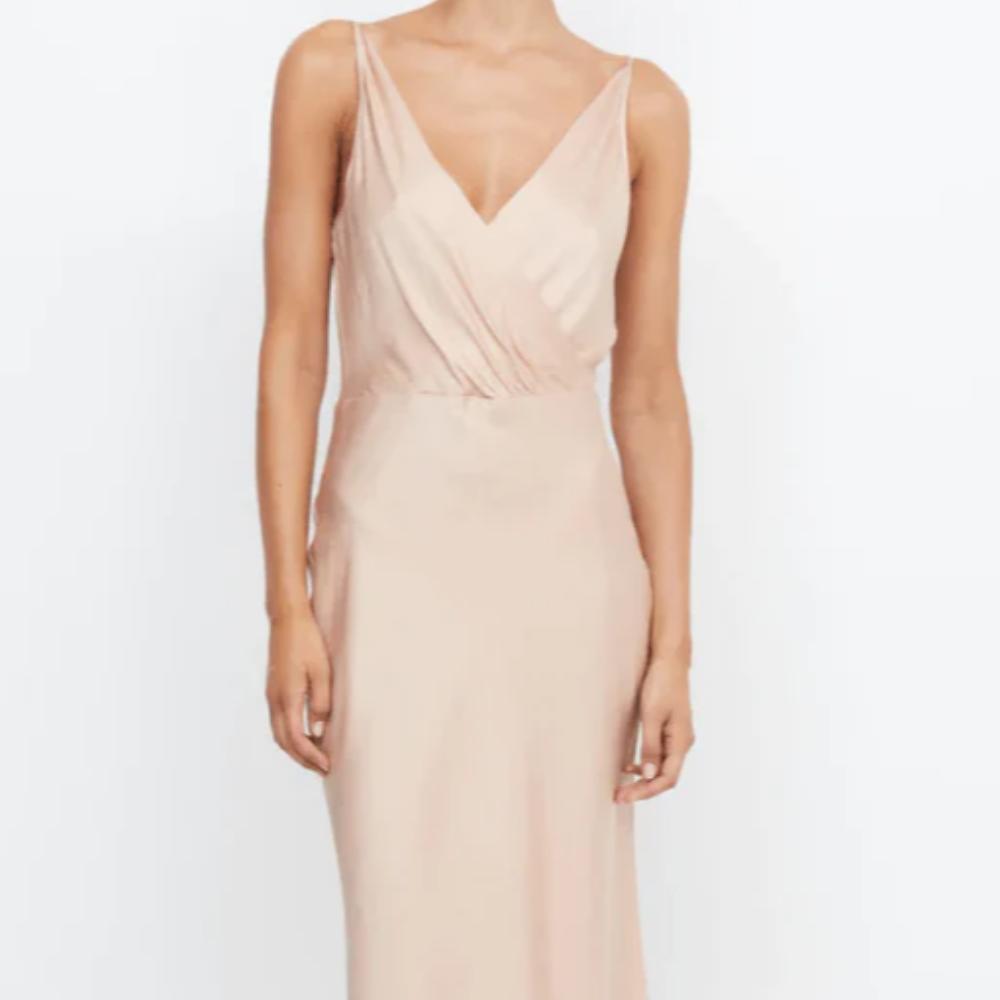 Bec & Bridge Adore V Maxi Dress in Rose Gold Size 8