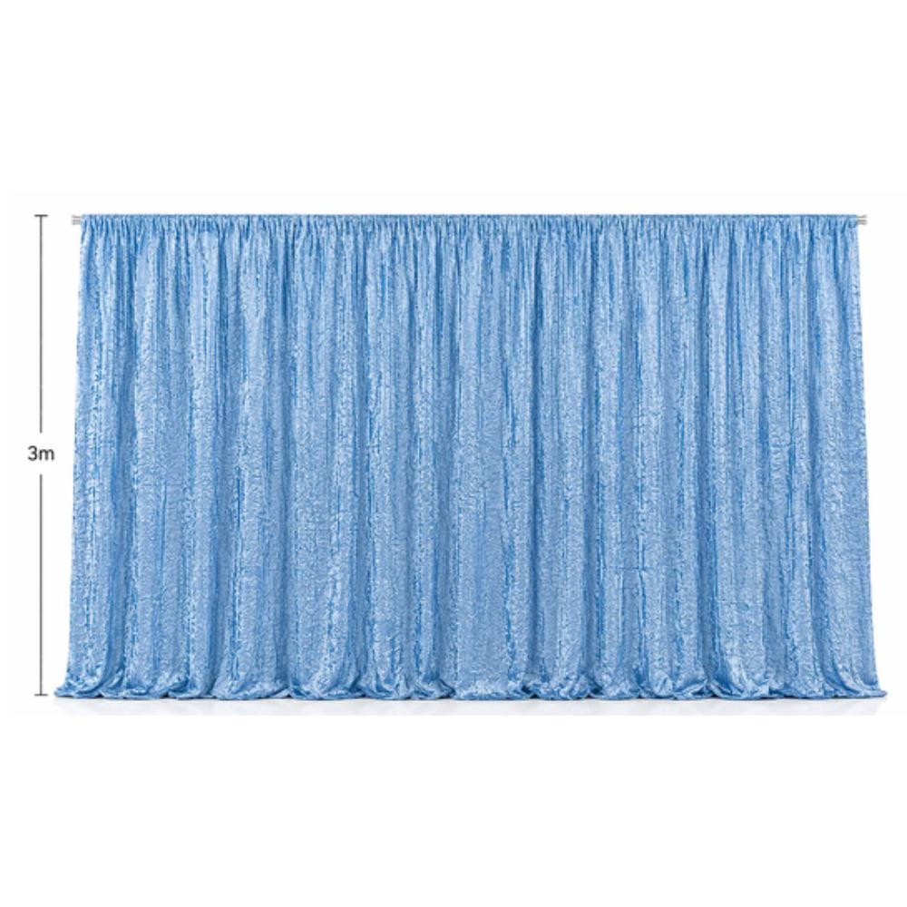 Backdrop - Light Blue 'Crushed' Backdrop Panel 700mm x 3 meters (with curtain rod holes)