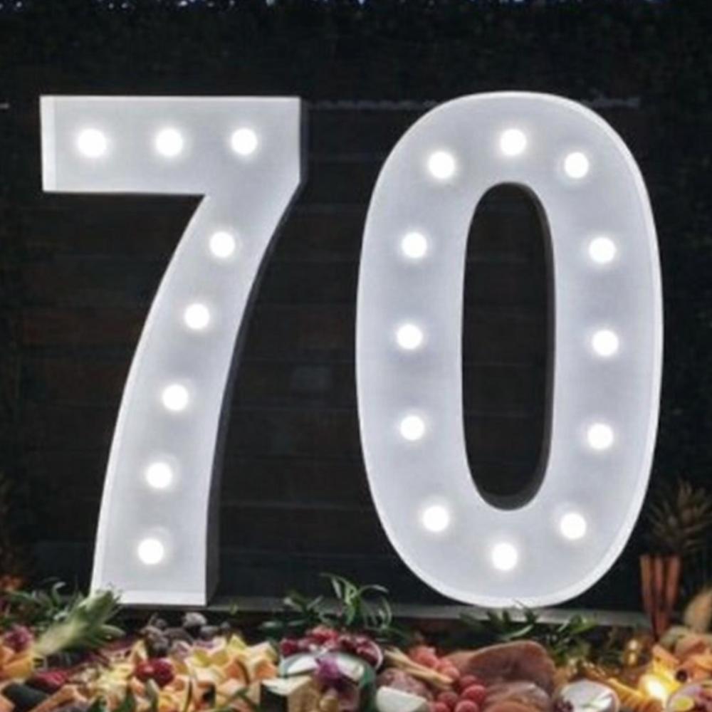 LED - High Quality Wood Number 70 White with remote for different settings.