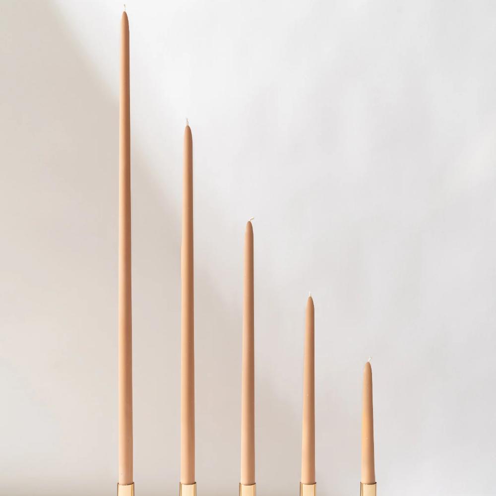 Venti Brown Taper Candles - 35cm - PAIR