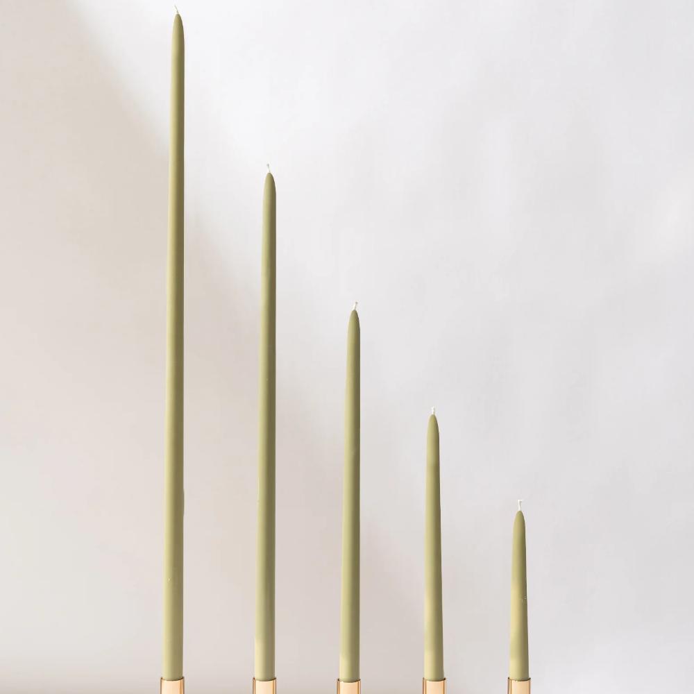 Olive Green Taper Candles