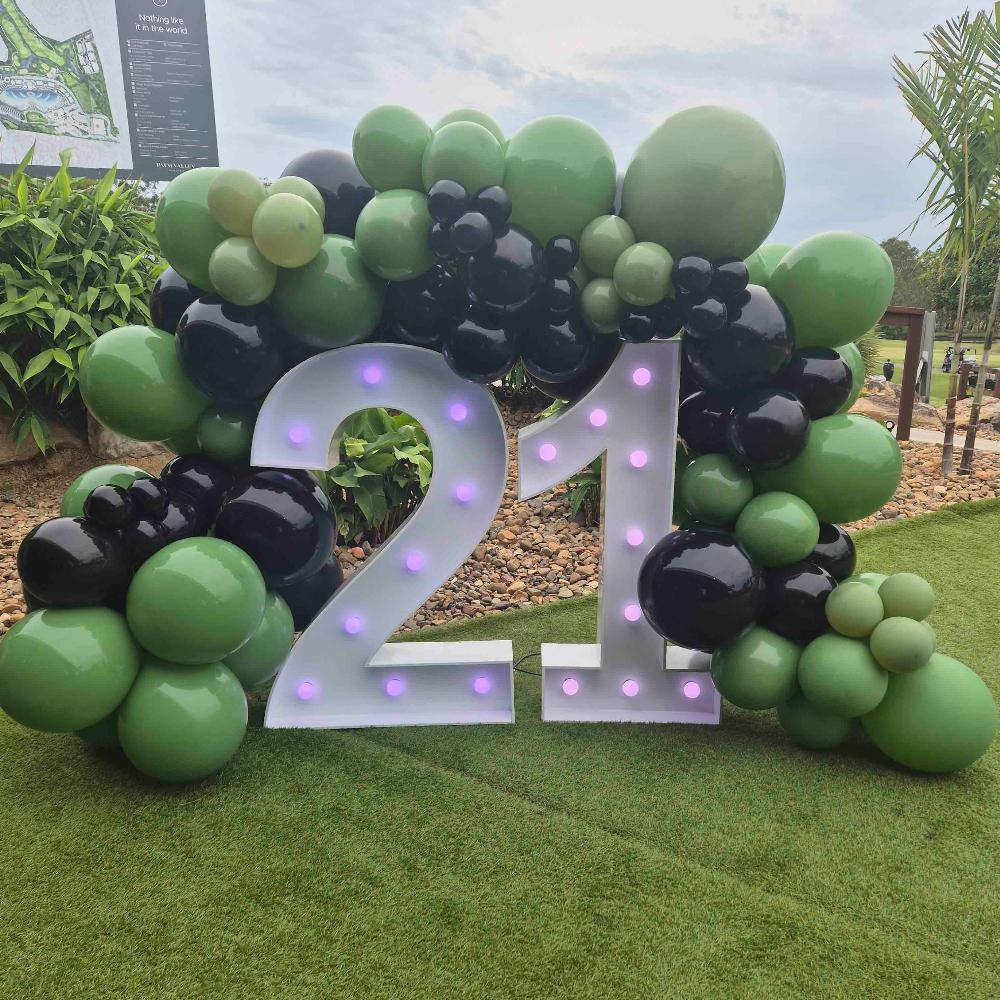 Light up numbers & balloon garland