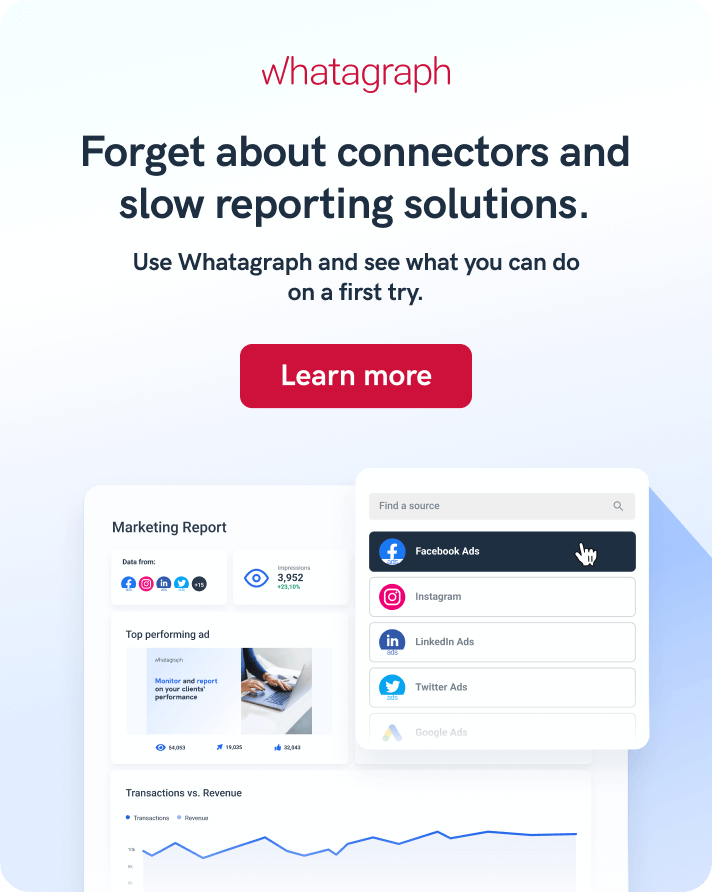 Create your first marketing report using Whatagraph