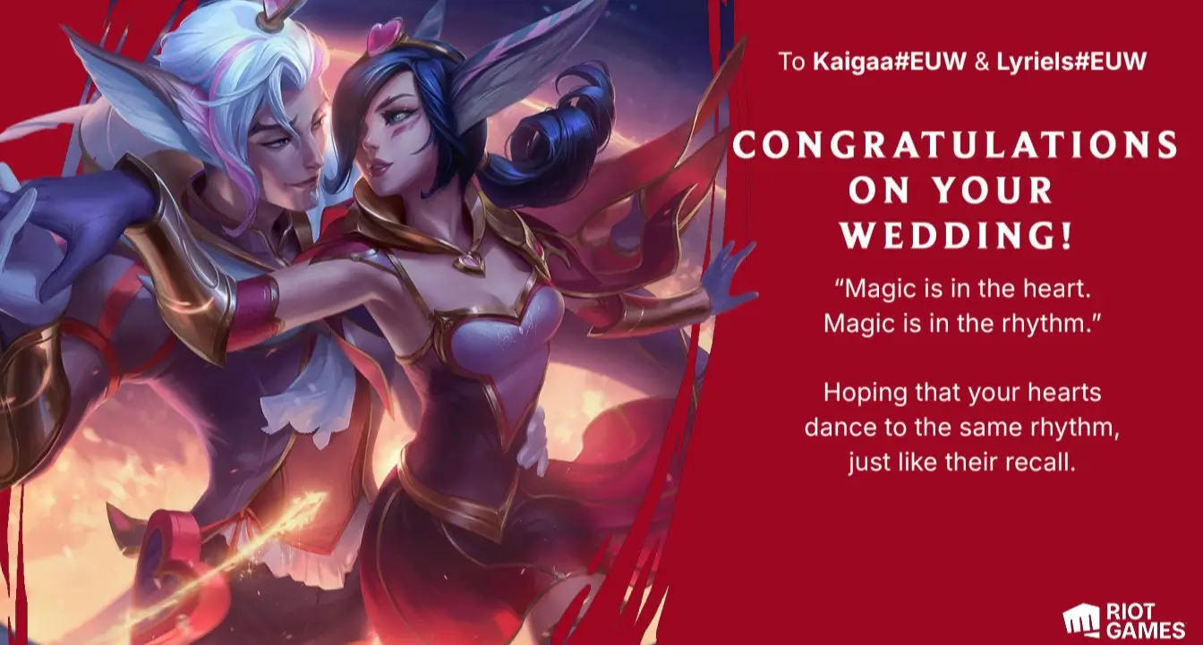 Riot Sends a Custom Xayah and Rakan Wedding Gift to League Couple