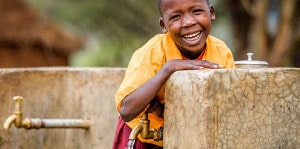 Child drinking clean water