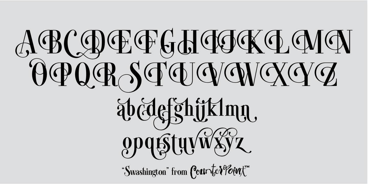 Swashington font family by counter point font bros