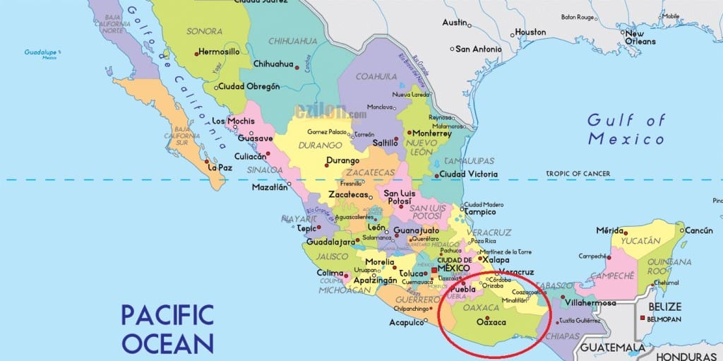 Mappolitical map of Mexico
