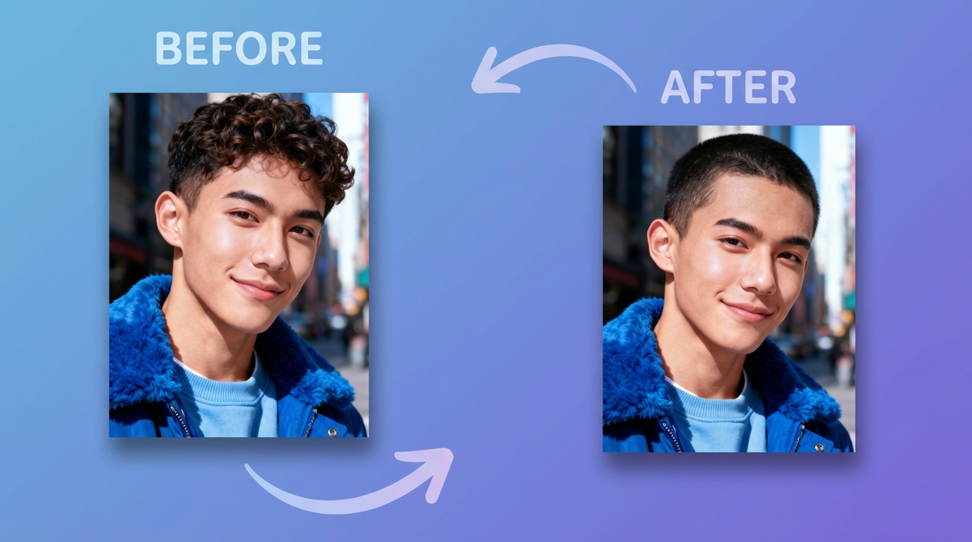 Man with classic short buzz cut realistic example